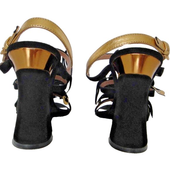 MARNI Designer Sandals, black/gold, IT-39 US-9, new, for evening wedding - Picture 5 of 6